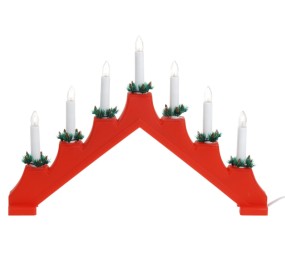Vianočné dekorácie LED svietnik 7 sviečok červená