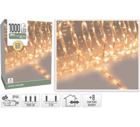 Vianočná svetelná reťaz teplá biela 1000 LED / 30 m