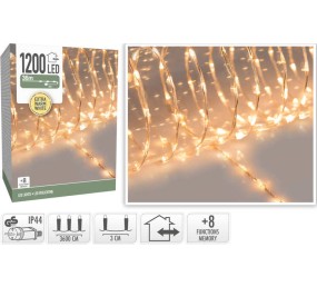 Vianočná svetelná reťaz teplá biela 1200 LED / 36 m
