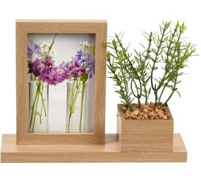 Fotorámik stolný dekoratívny s umelou rastlinou 25 x 19 cm