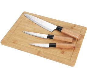 Sada kuchynských nožov s doskou 4 ks bambus