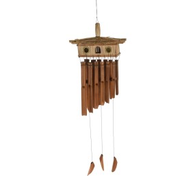 Zvonkohra bambusová s vtáčou búdkou 30 cm