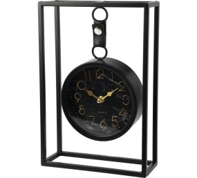 Stolové hodiny kovové 20 x 7 cm čierna
