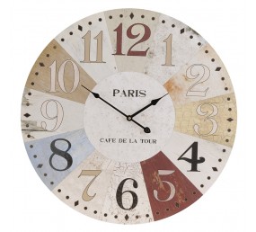 EXCELLENT Hodiny nástenné Retro Vintage 60 cm PARIS farebné