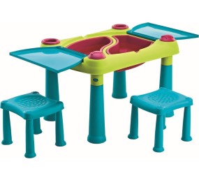 Detský stolík Keter Creative Play Table s dvoma stoličkami tyrkysový / zelený